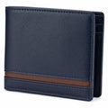 Portefeuille homme 12 cm x 9 cm en cuir synthétique bleu marine et marron pliant