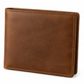 Portefeuille pliant 12 cm en matière synthétique marron style classique