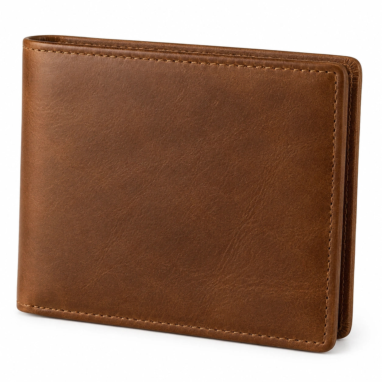 Portefeuille pliant 12 cm en matière synthétique marron style classique