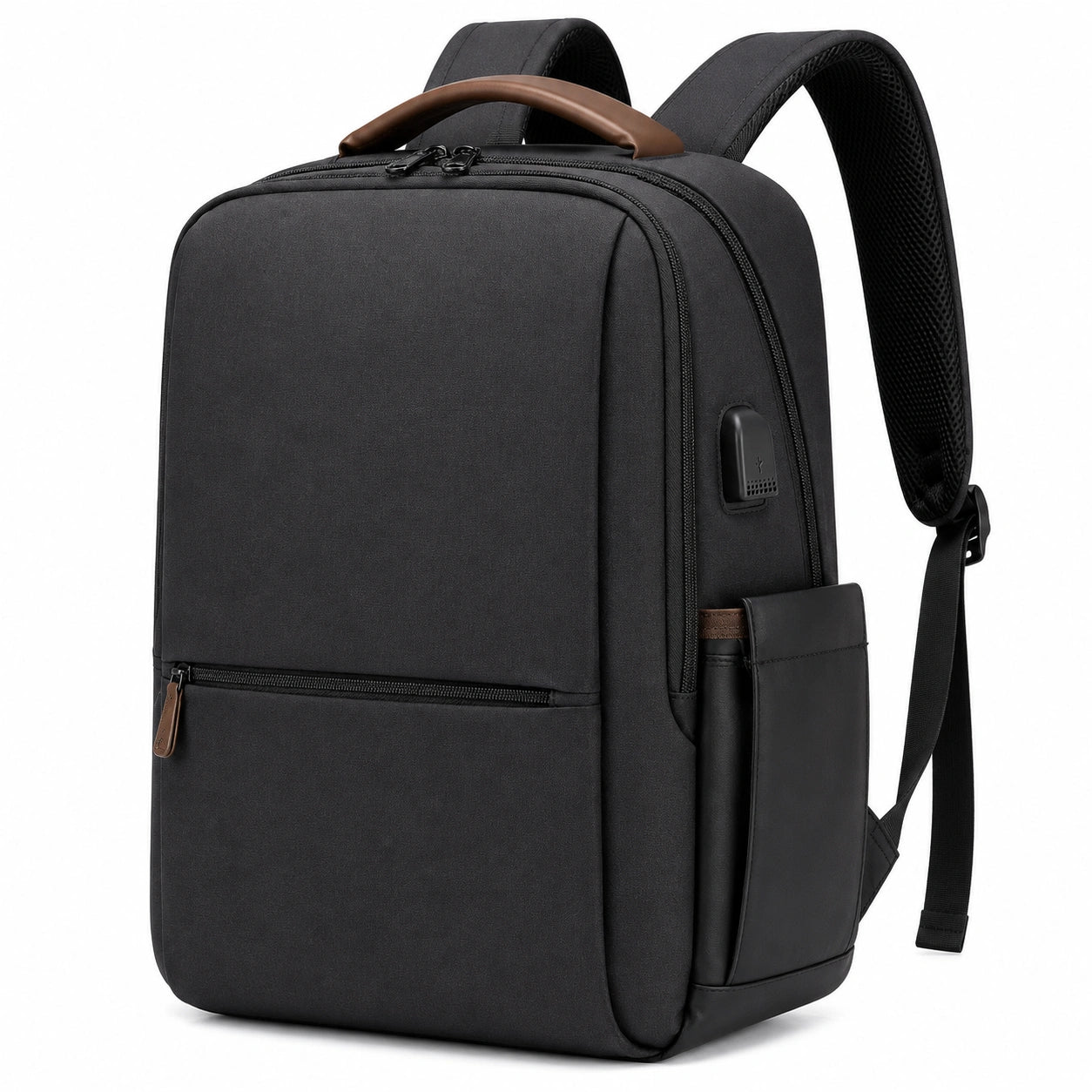 Sac à dos 32 x 18 x 46 cm en polyester noir pour ordinateur avec port USB et compartiments