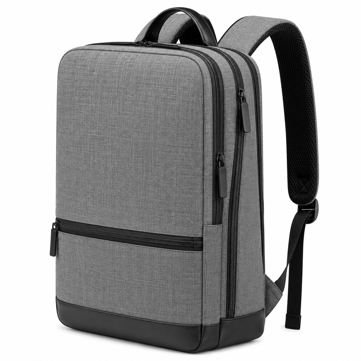 Sac à dos 30 x 15 x 43 cm en polyester gris pour ordinateur portable avec compartiments zippés