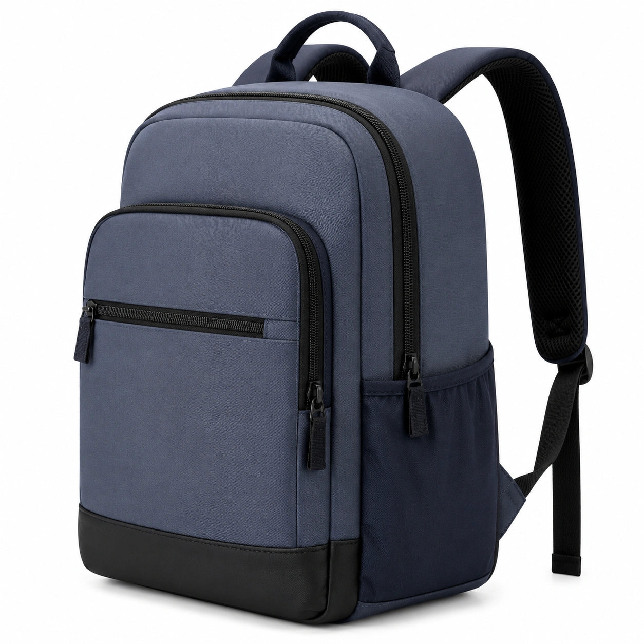 Sac à dos 30 x 15 x 45 cm en tissu synthétique bleu marine pour ordinateur style urbain à compartiments
