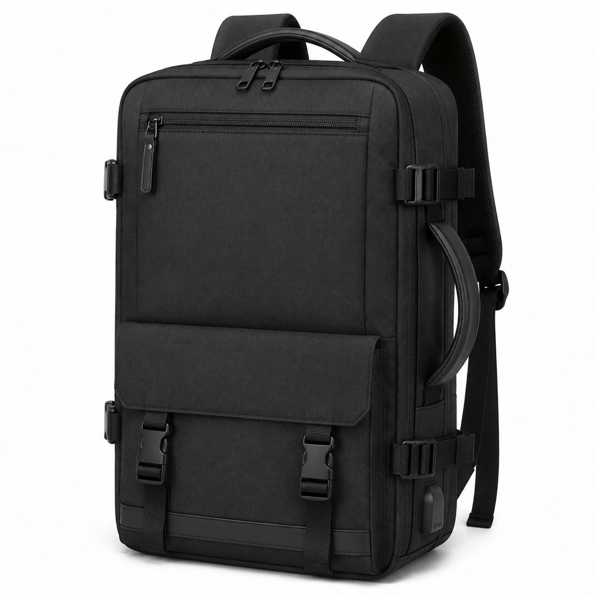 Sac à dos 32 x 20 x 48 cm en polyester noir pour déplacements avec poches multiples
