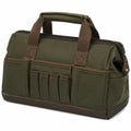 Sac à outils 40 x 20 x 28 cm en toile vert olive avec fermeture zippée et poches de rangement