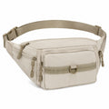 Sac banane 30 x 8 x 15 cm en tissu synthétique beige à multiples poches