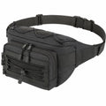 Sac banane 24 x 15 x 8 cm en polyester noir pour randonnée - multipoches tactique