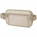 Sac banane 23 x 5 x 15 cm en tissu beige à poches zippées