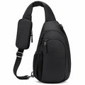 Sac bandoulière 18 x 9 x 32 cm noir en matière synthétique à compartiments multiples