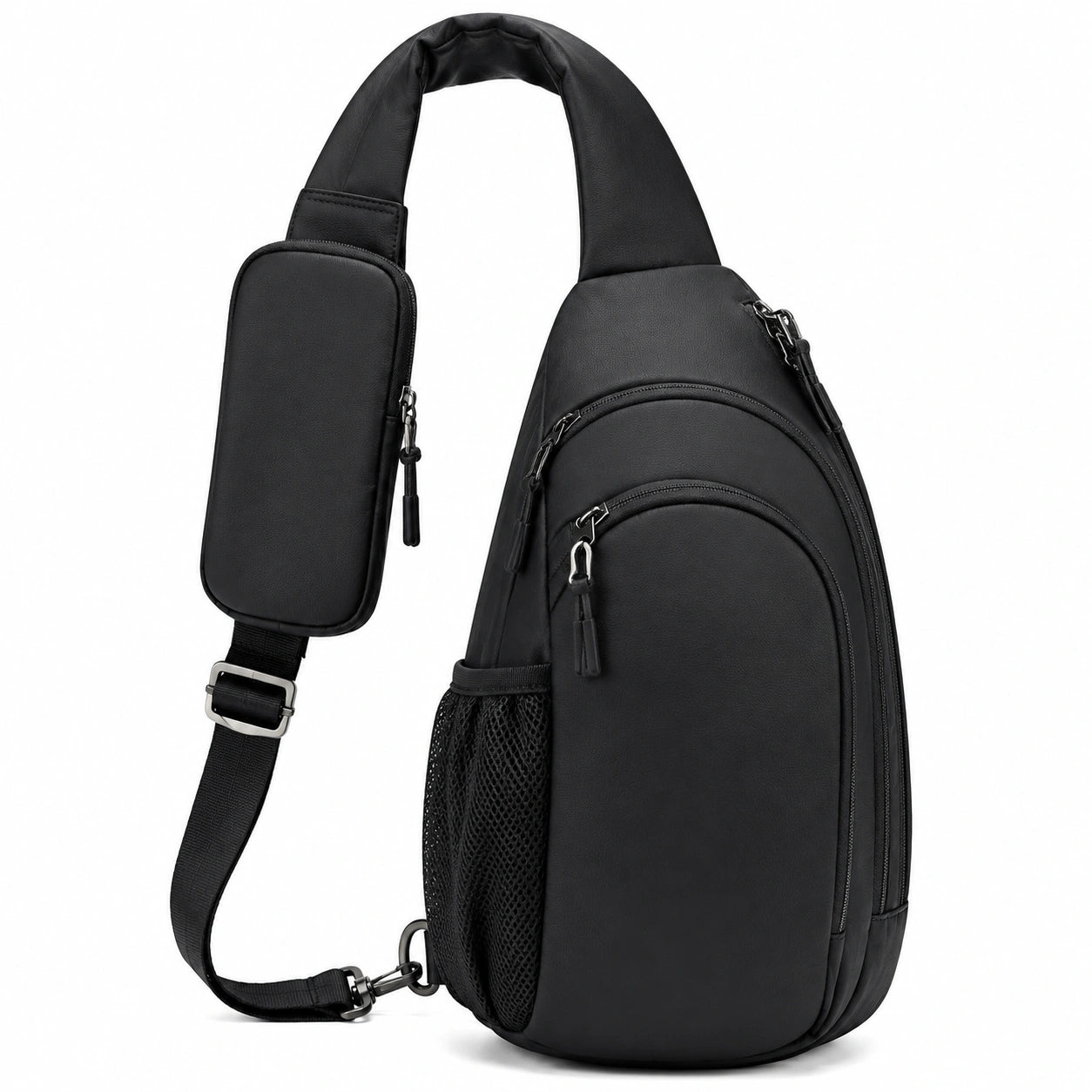 Sac bandoulière 18 x 9 x 32 cm noir en matière synthétique à compartiments multiples