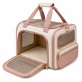Sac de transport pour animaux 43 x 28 x 28 cm en polyester rose et beige avec maille respirante
