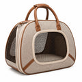 Sac de transport pour animal 45 cm en textile beige et marron avec maille aérée