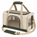 Sac de transport pour animal 45 x 28 x 30 cm textile beige et vert avec panneaux en maille