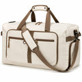 Sac de voyage 55 cm en polyester beige et marron avec bandoulière amovible
