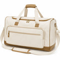 Sac de voyage 50 cm en tissu écru et camel avec bandoulière et poches